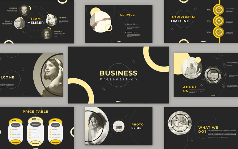 black and yellow business powerpoint presentation original