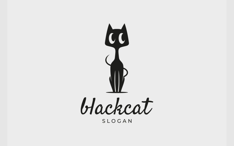 black cat simple mascot logo original