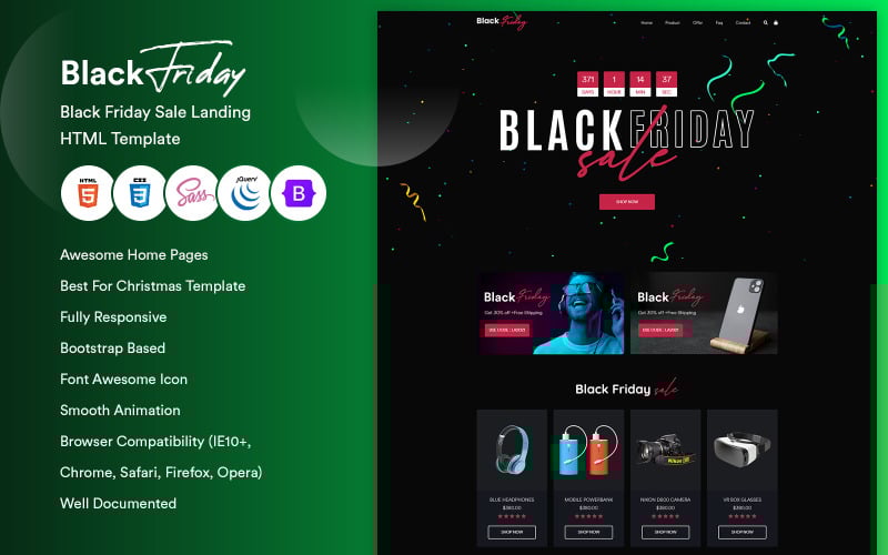 black friday sale landing html template original