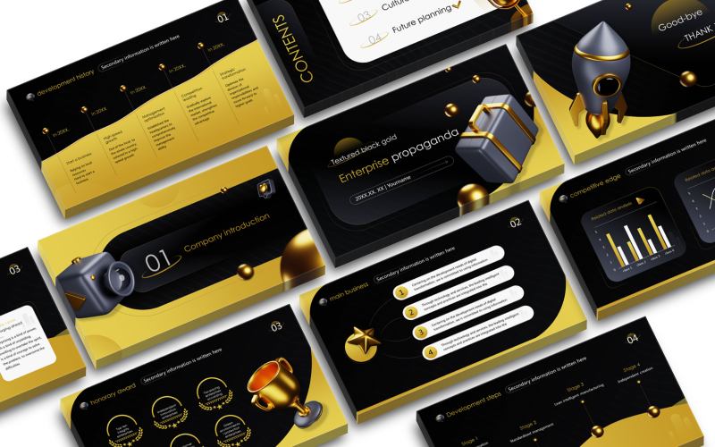 black gold d enterprise promotion company introduction product introduction ppt original