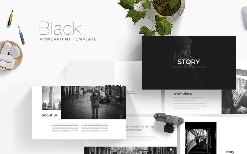 black presentation powerpoint template original