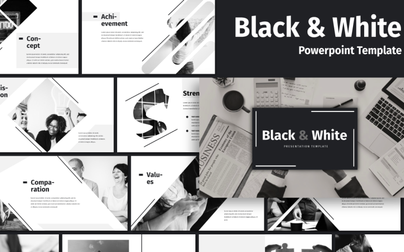 black white business powerpoint template original
