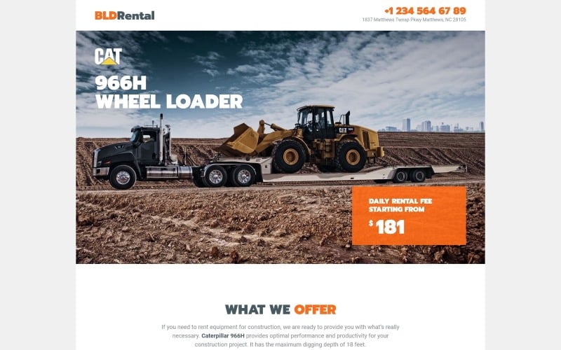 bldrental equipment rental landing page template original