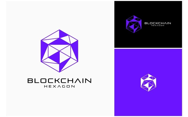 blockchain hexagon technology logo original