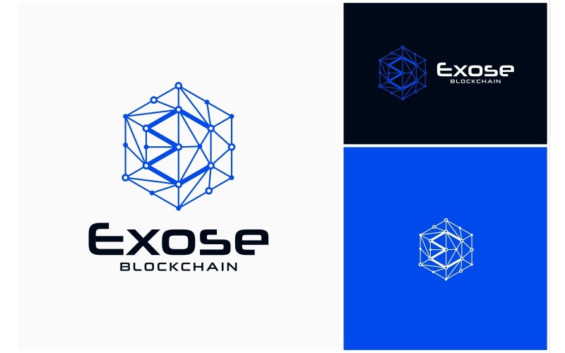blockchain network letter e logo original