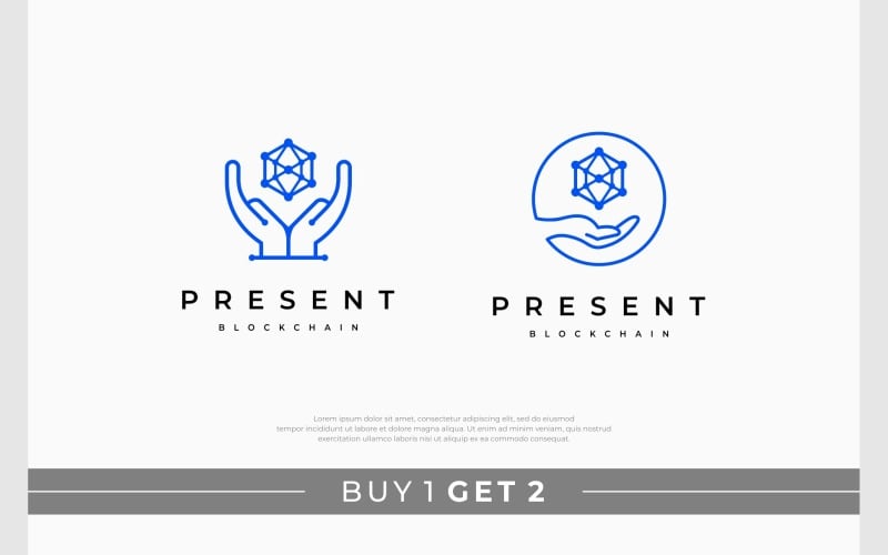 blockchain present hand technology logo original