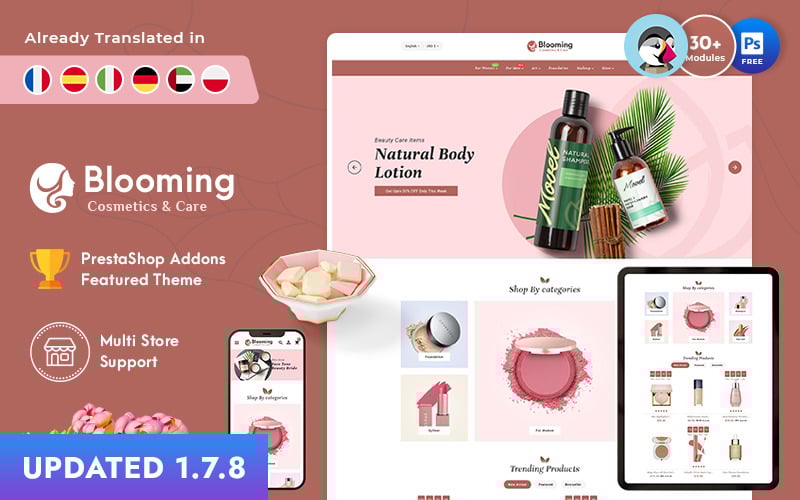 blooming prestashop theme for online cosmetic store original