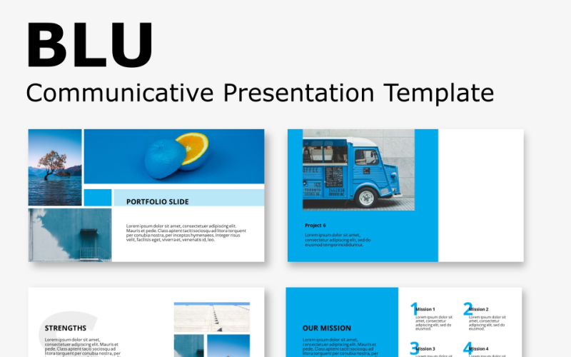 blu communicative presentation powerpoint template original