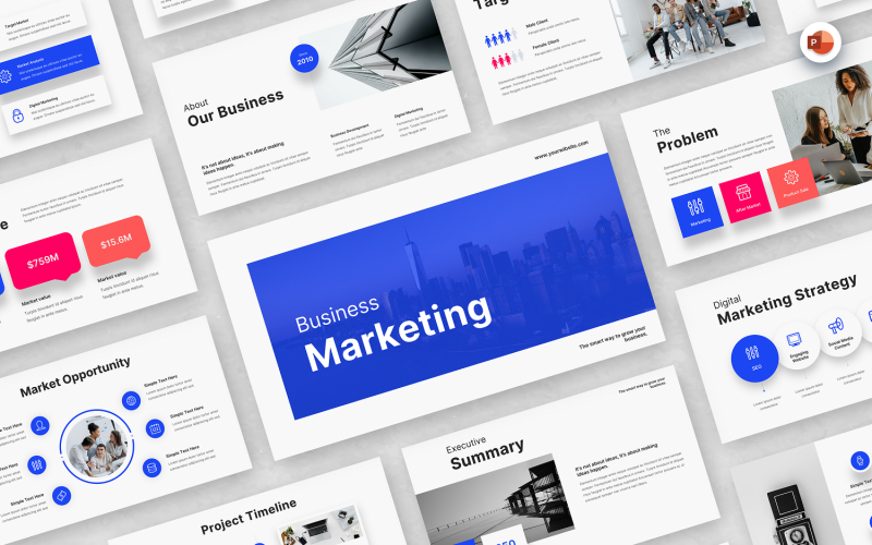 blue business marketing powerpoint template original