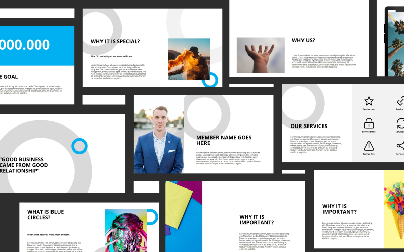 blue circles presentation powerpoint template original