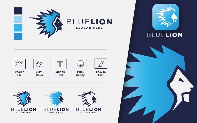 blue lion pro logo template original