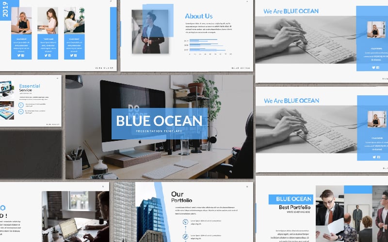 blue ocean presentation powerpoint template original