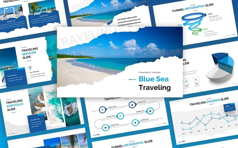 blue sea traveling multipurpose powerpointtemplate original