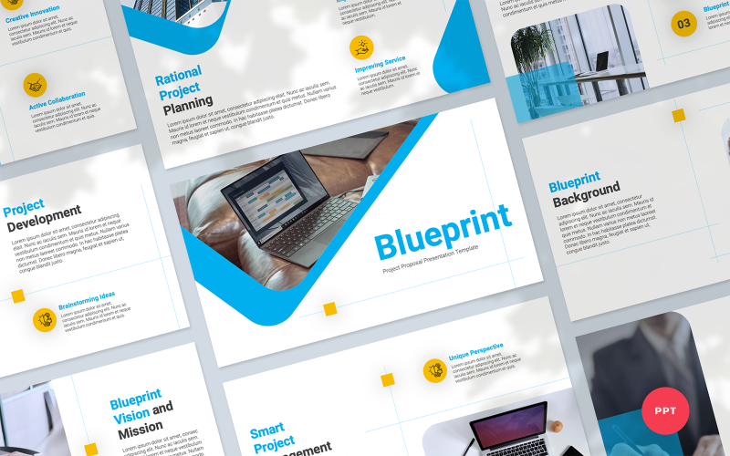 blueprint project proposal presentation powerpoint template original