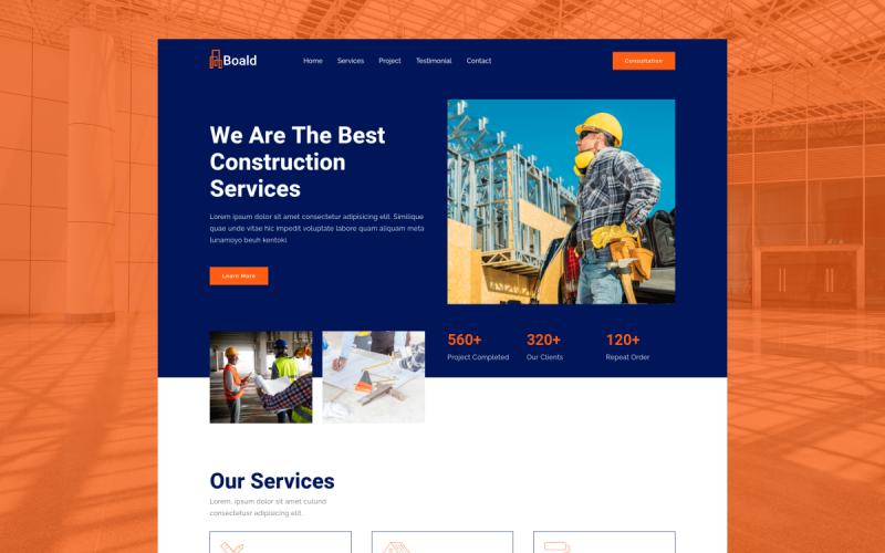 boald construction landing page template original