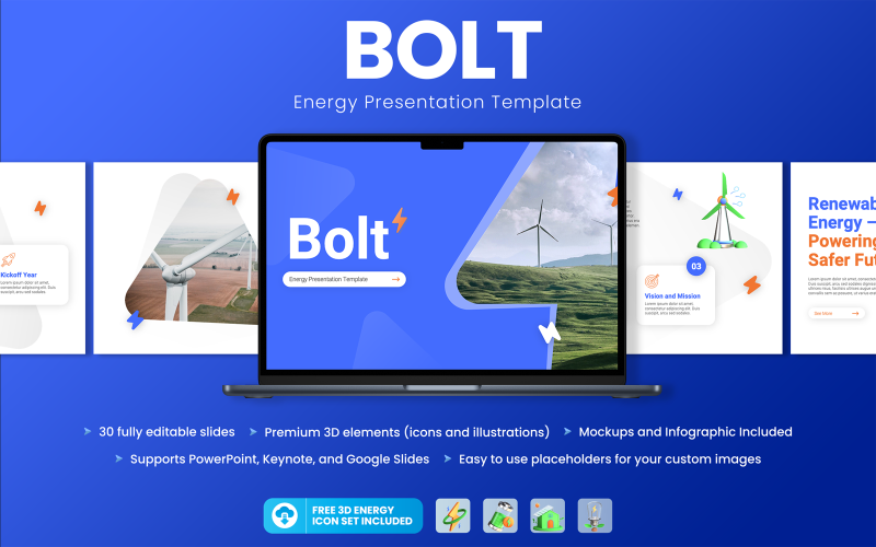bolt electric power energy presentation powerpoint template original