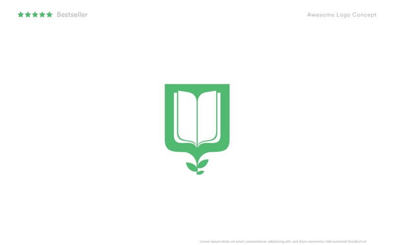 book on a shield with sprout for college and university knowledge classic logo original