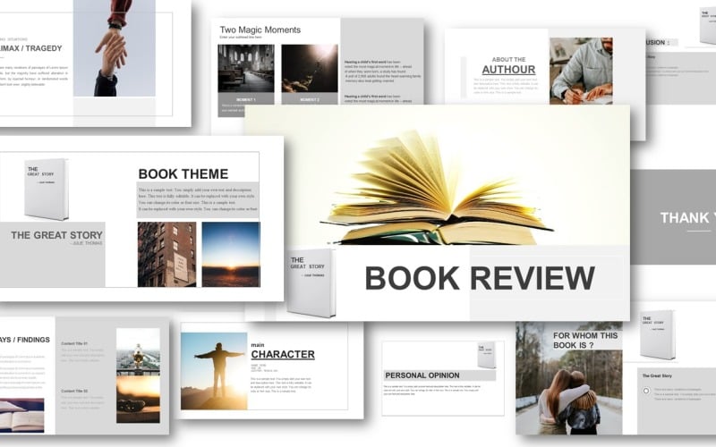 book review powerpoint template amazing slides original