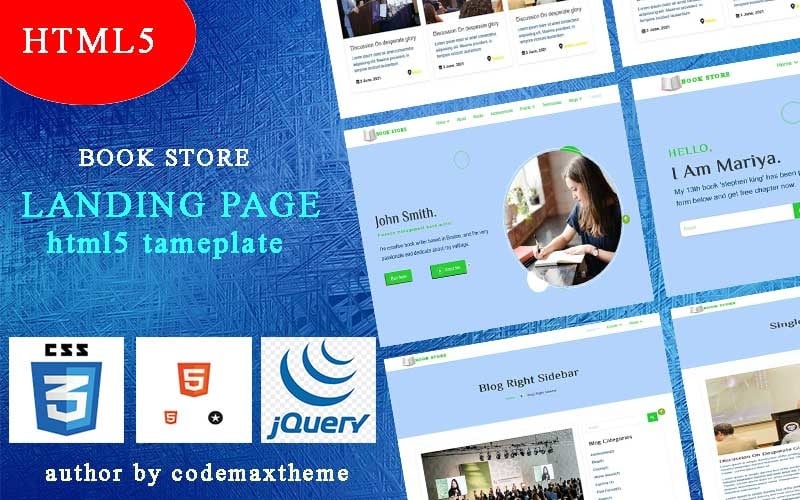 book store landing page html template original