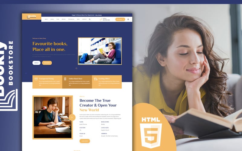 bookly bookstore and publisher landing page template original