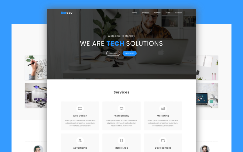 bordev tech company landing page template original