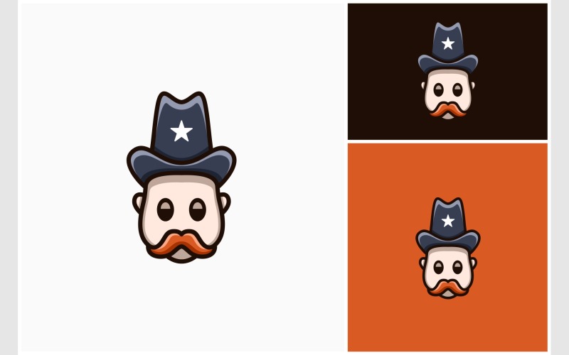 bored mustache man sheriff logo original