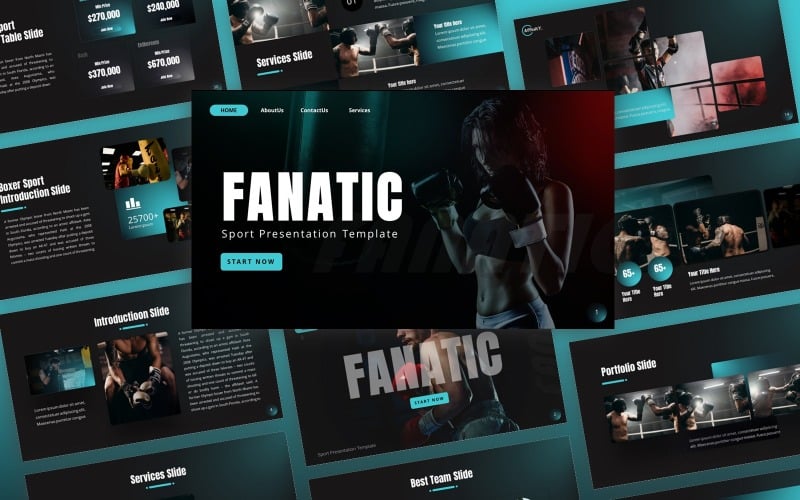 boxer fanatic sport multipurpose powerpoint template original