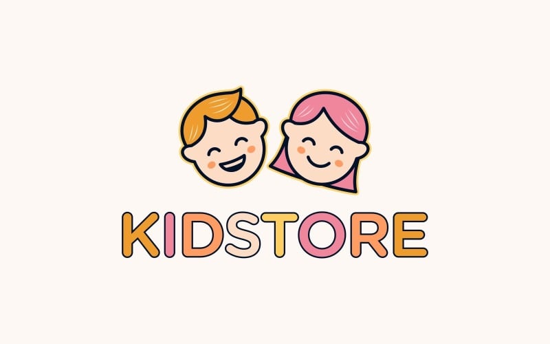 boy girl kids cartoon face logo original