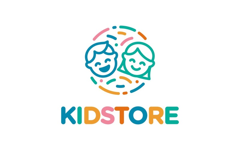 boy girl kids children line art logo original