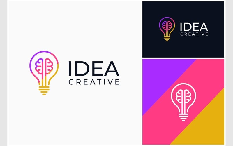 brain light bulb creative idea logo original