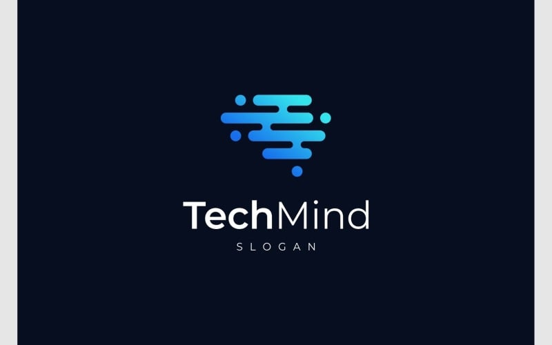 brain mind digital technology logo original
