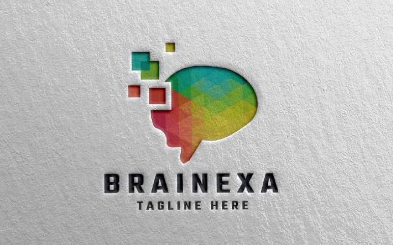 brain pixel pro logo template original