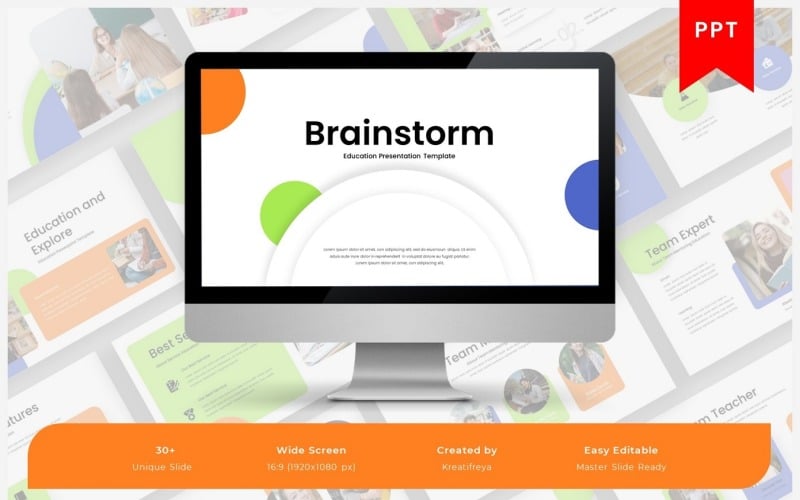 brainstorm education powerpoint template original