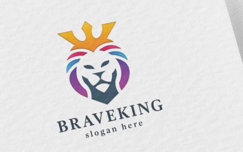 brave king lion logo template original