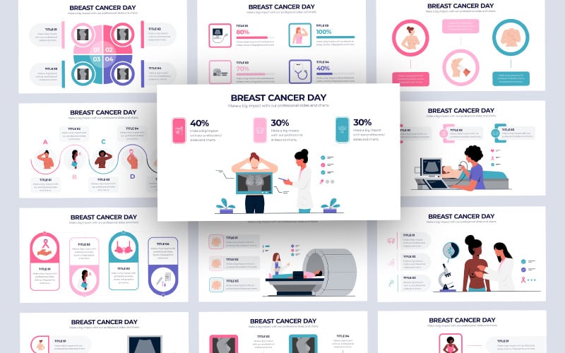 breast cancer day vector infographic powerpoint template original