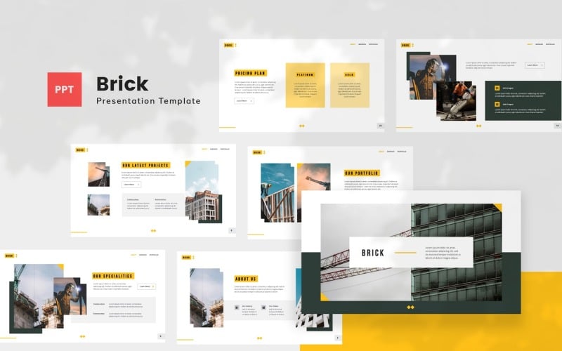 brick construction powerpoint template original