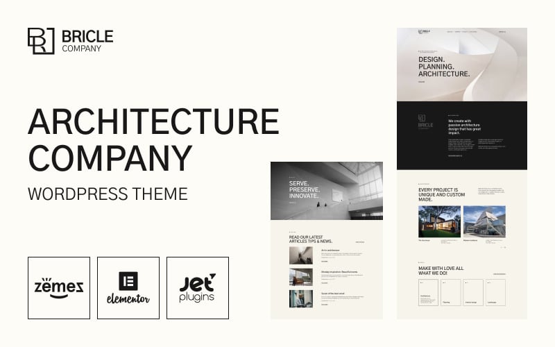 bricle bootstrap architecture wordpress theme original