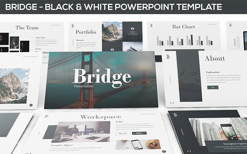 bridge black white presentation powerpoint template original