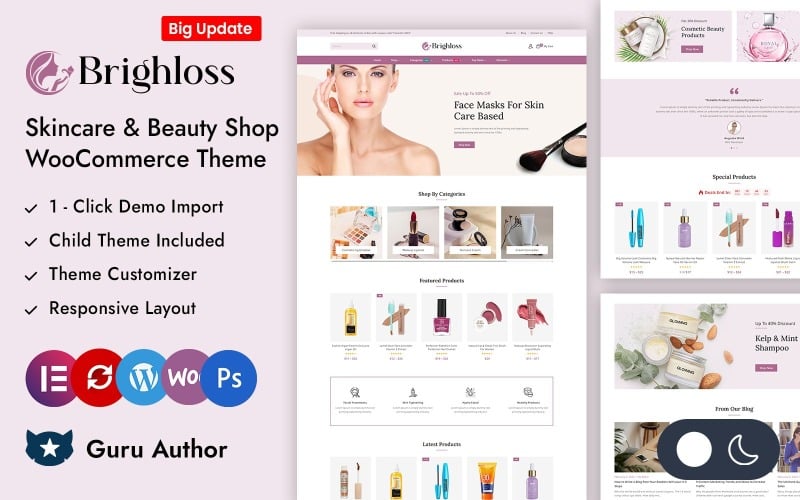 brighloss beauty amp cosmetic store elementor woocommerce responsive theme original