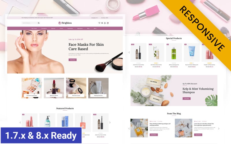 brighloss beauty amp cosmetic store prestashop responsive theme original
