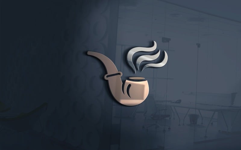 brown pipe with smoke logo template original