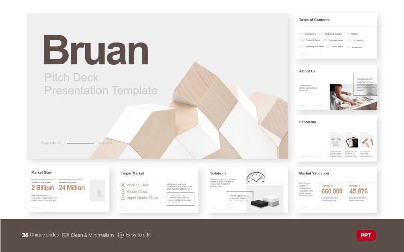 bruan minimalist pitch deck template powerpoint template original
