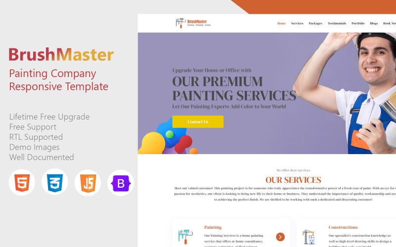 brushmaster painting company amp services landing page template original