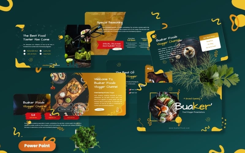 buaker food vlogger powerpoint templates original