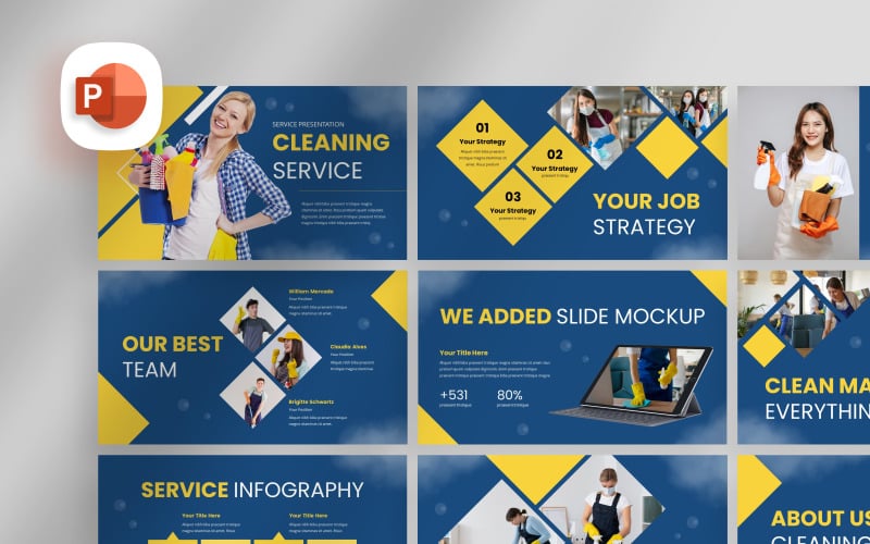 bubble geometric cleaning services powerpoint template original