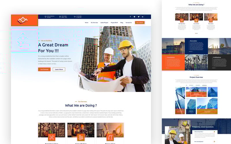 builderex construction services html landing page template original
