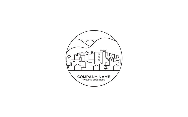 building line art circle logo design template original