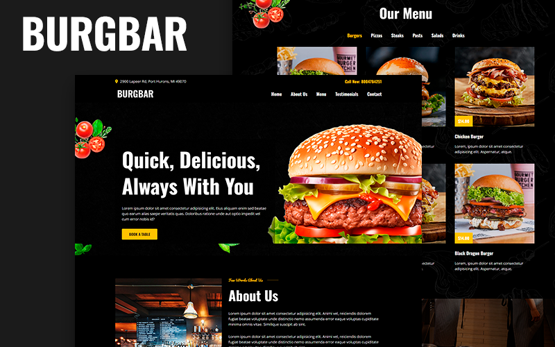 burgbar fastfood cafe amp restaurant html landing template original