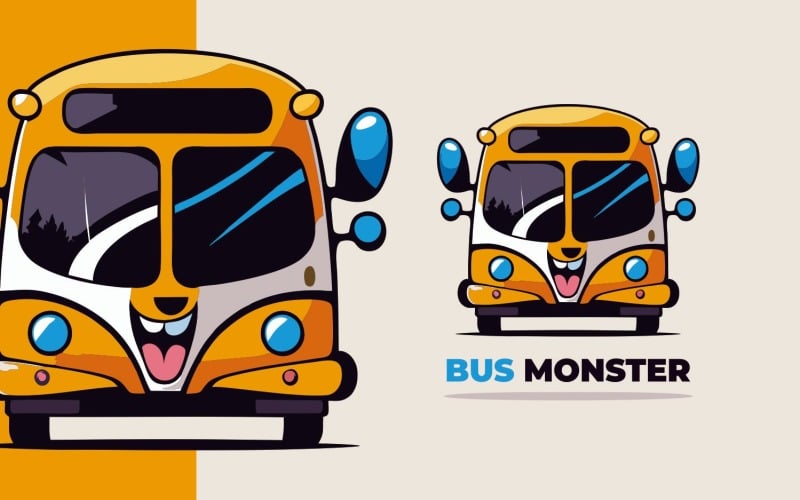bus tour cute mascot logo template original