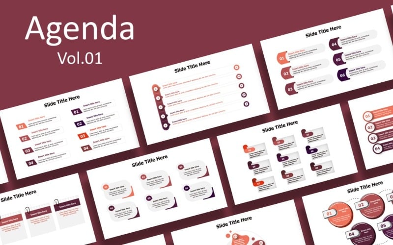 business agenda slides infographic color variations ready to use original